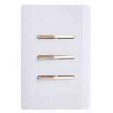 Conjunto Interruptor Triplo Simples 4x2 - Novara Branco Brilhante Gold